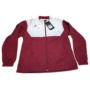 NWT Asics Jr. Upsurge Jacket Burgundy and White